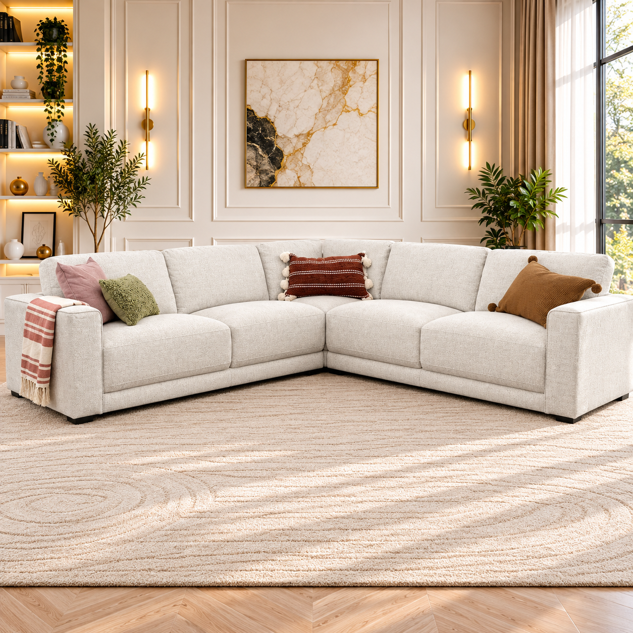 Marlow Large Corner Sofa In Beige