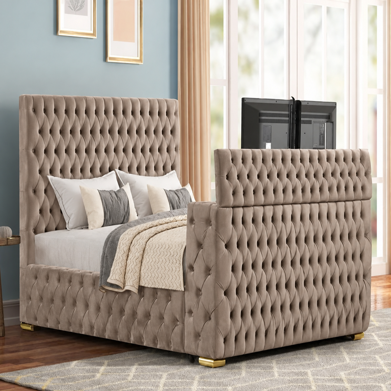 Sonno TV Bed Frame in Chesterfield Style