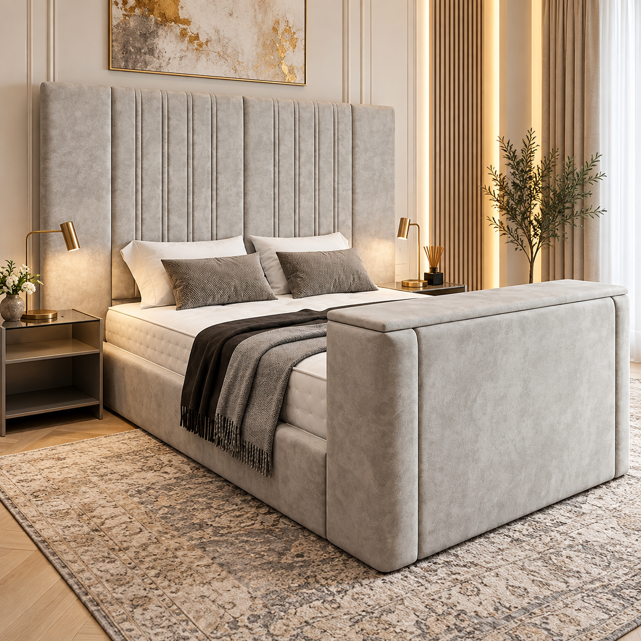 Elarion Linear Panel TV Bed Frame