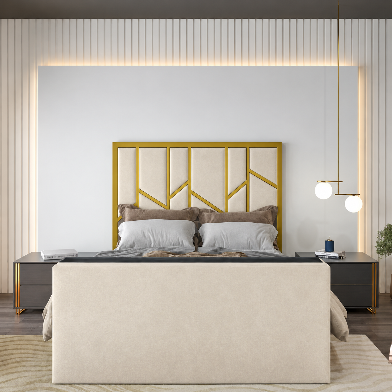 Simba TV Bed Frame With Golden Stripes