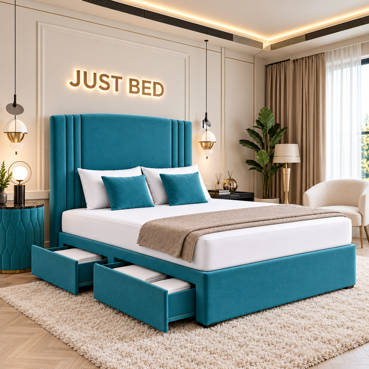 Perth Narrow Lines Divan Storage Bed Frame