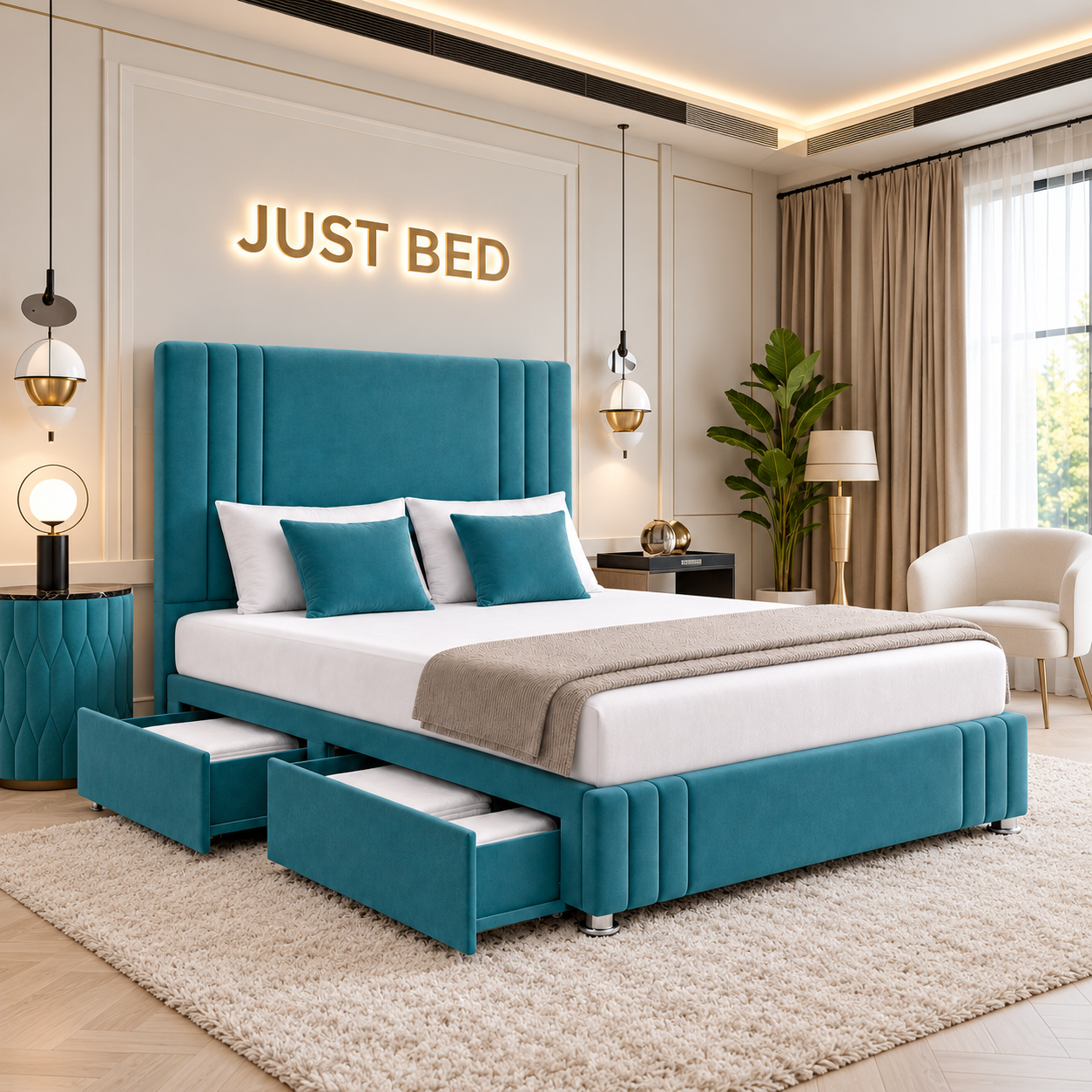 Plockton Divan Narrow Linestyle Headboard Bed Frame with Storage