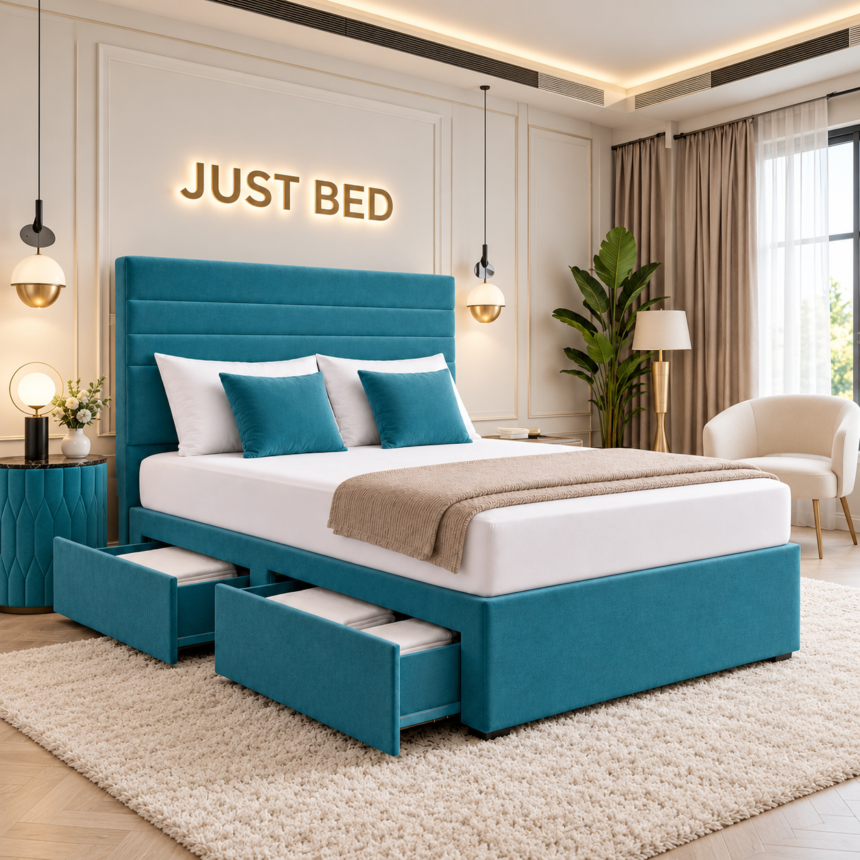 Rousay Horizontal Panel Divan Storage Bed Frame
