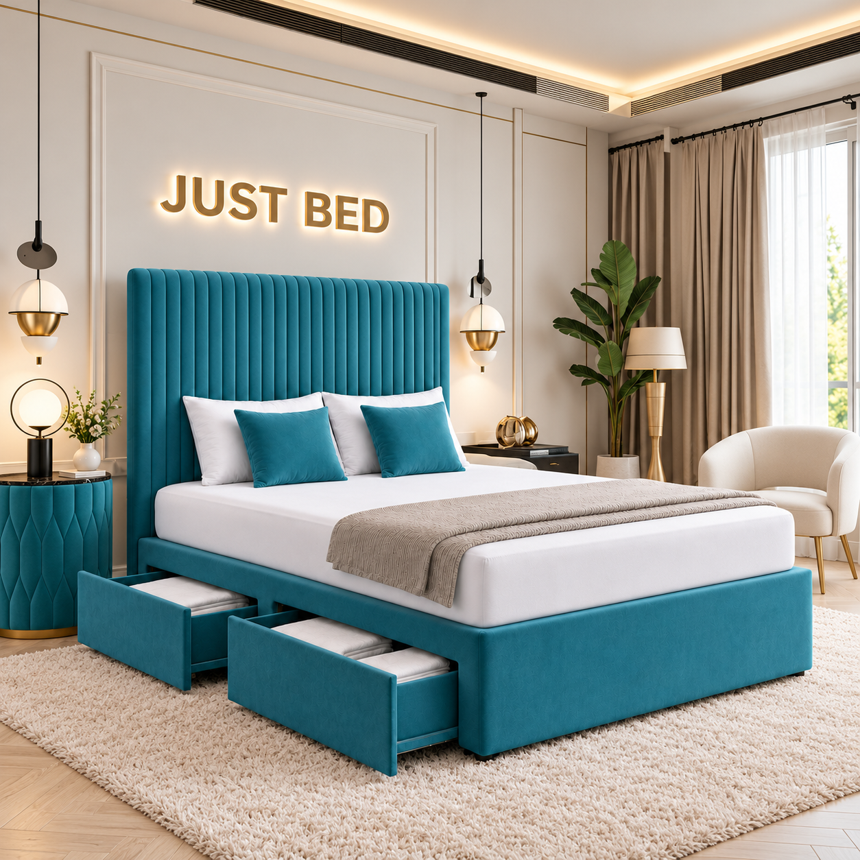 Whitby Vertical Linestyle Divan Storage Bed Frame
