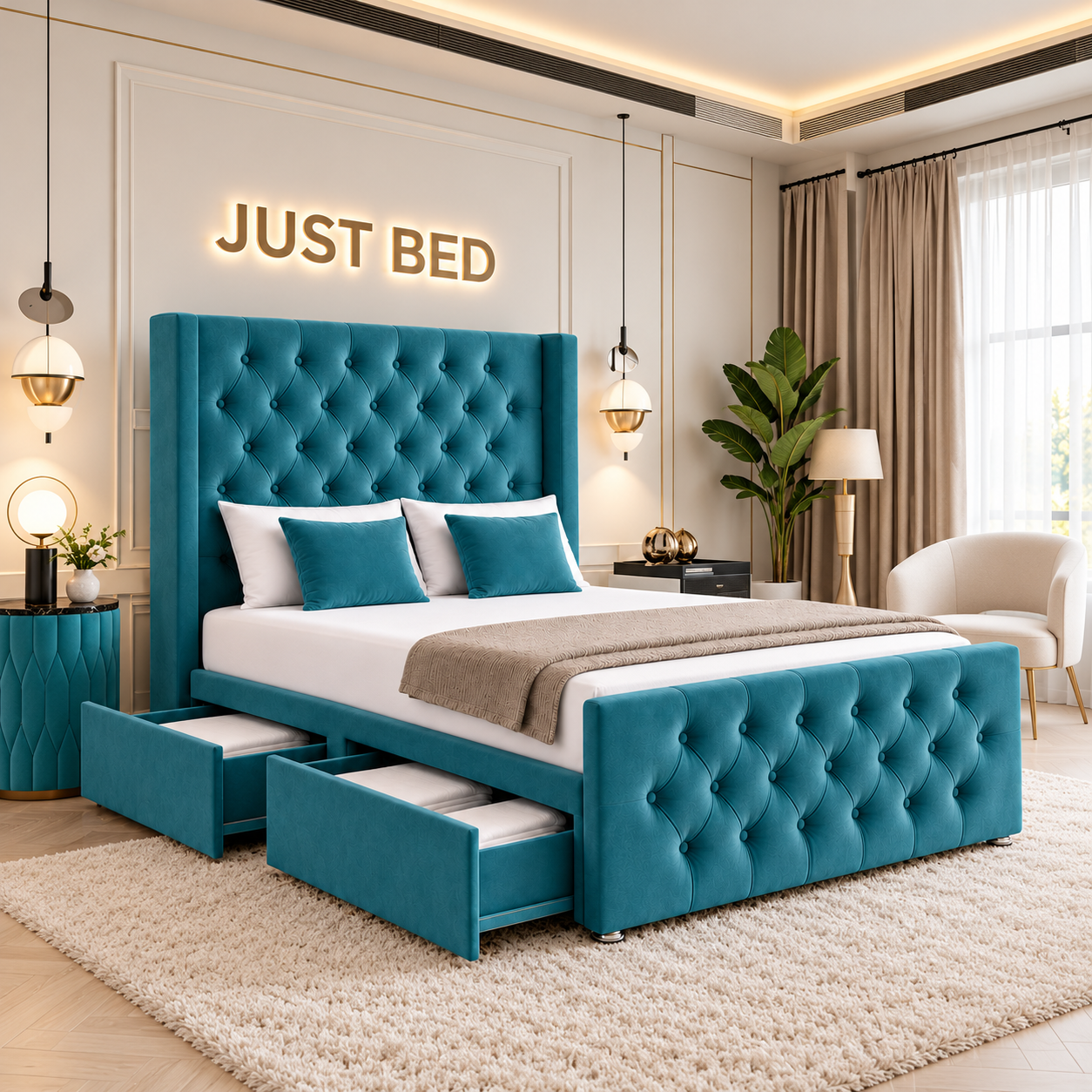 Manchester Divan Winged Chesterfield Storage Bed Frame
