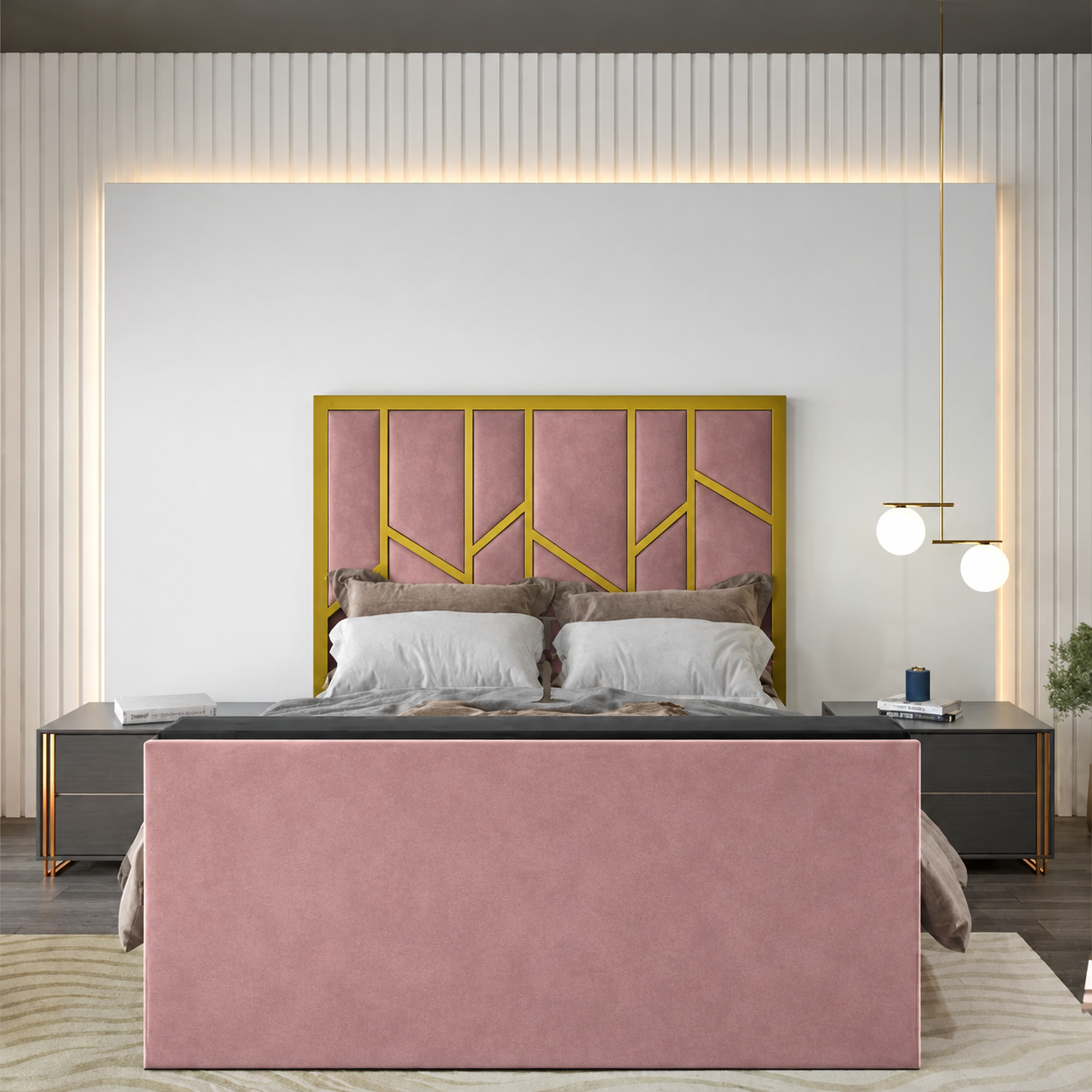 Simba TV Bed Frame With Golden Stripes