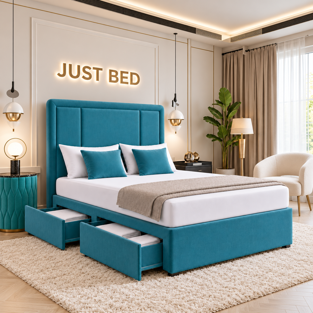 Newbury Framed Trio Panel Divan Storage Bed Frame