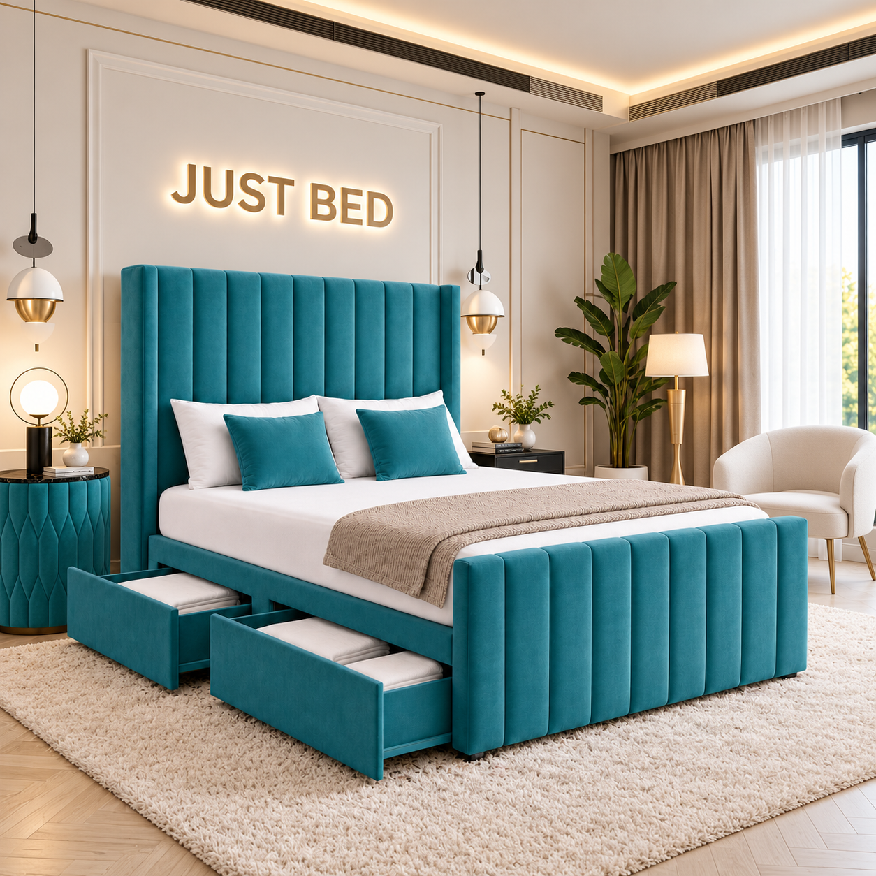 Quigley Divan Winged Panel Storage Bed Frame