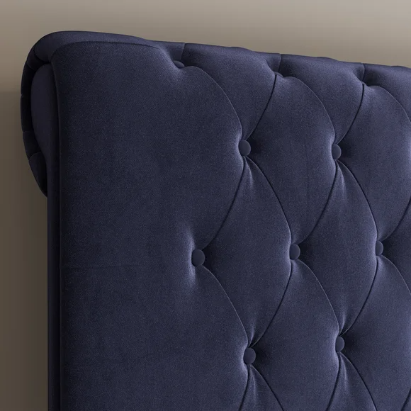 Achaia Sleigh Chesterfield upholstered bed Frame