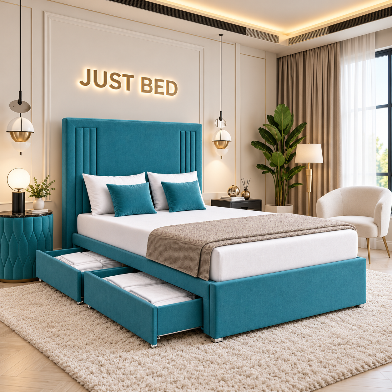 Wexford Narrow Lines Wide Panel Bed Frame