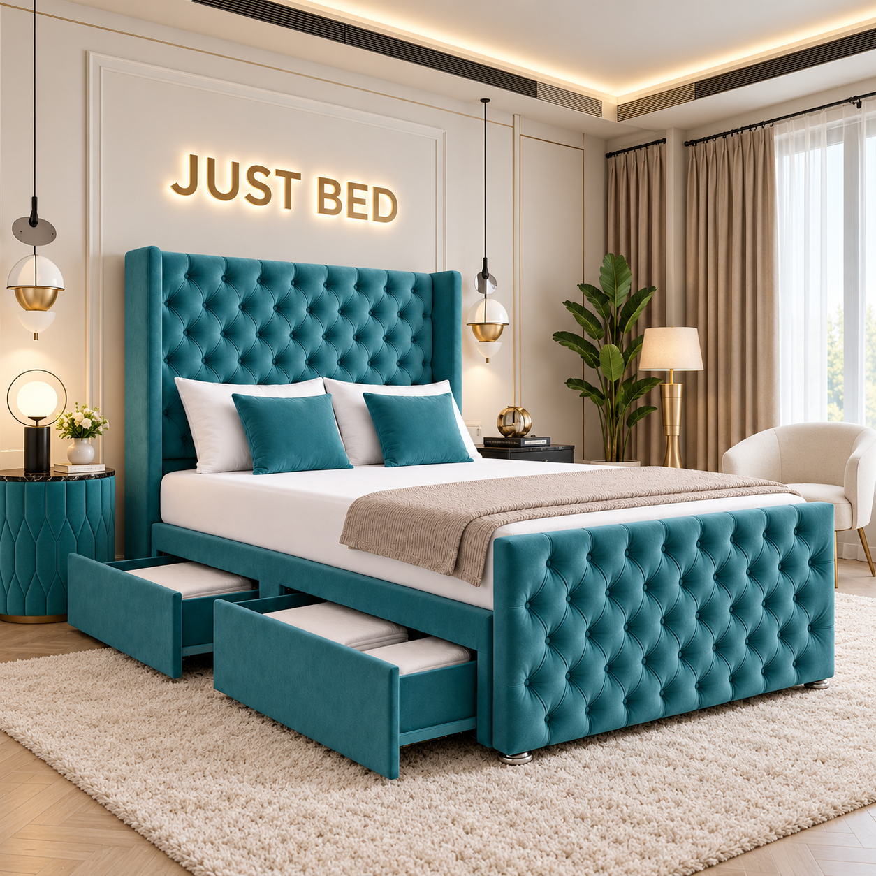 Rutherglen Divan Chesterfield Wingback Storage Bed Frame