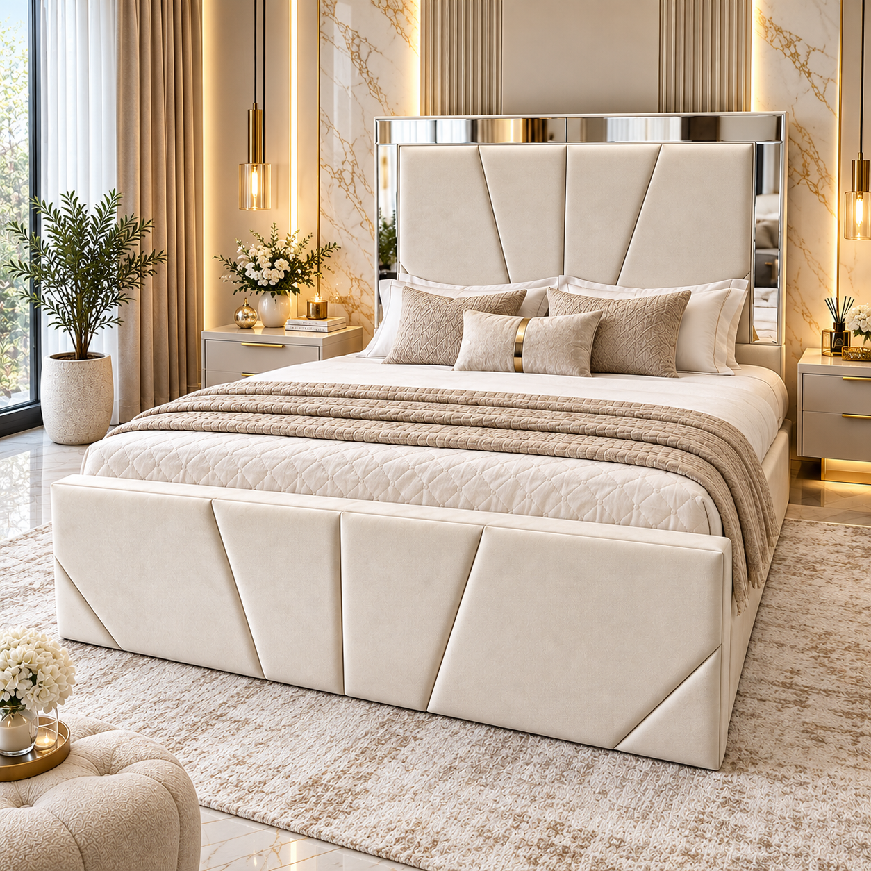 Elma Designer Mirror Bed Frame