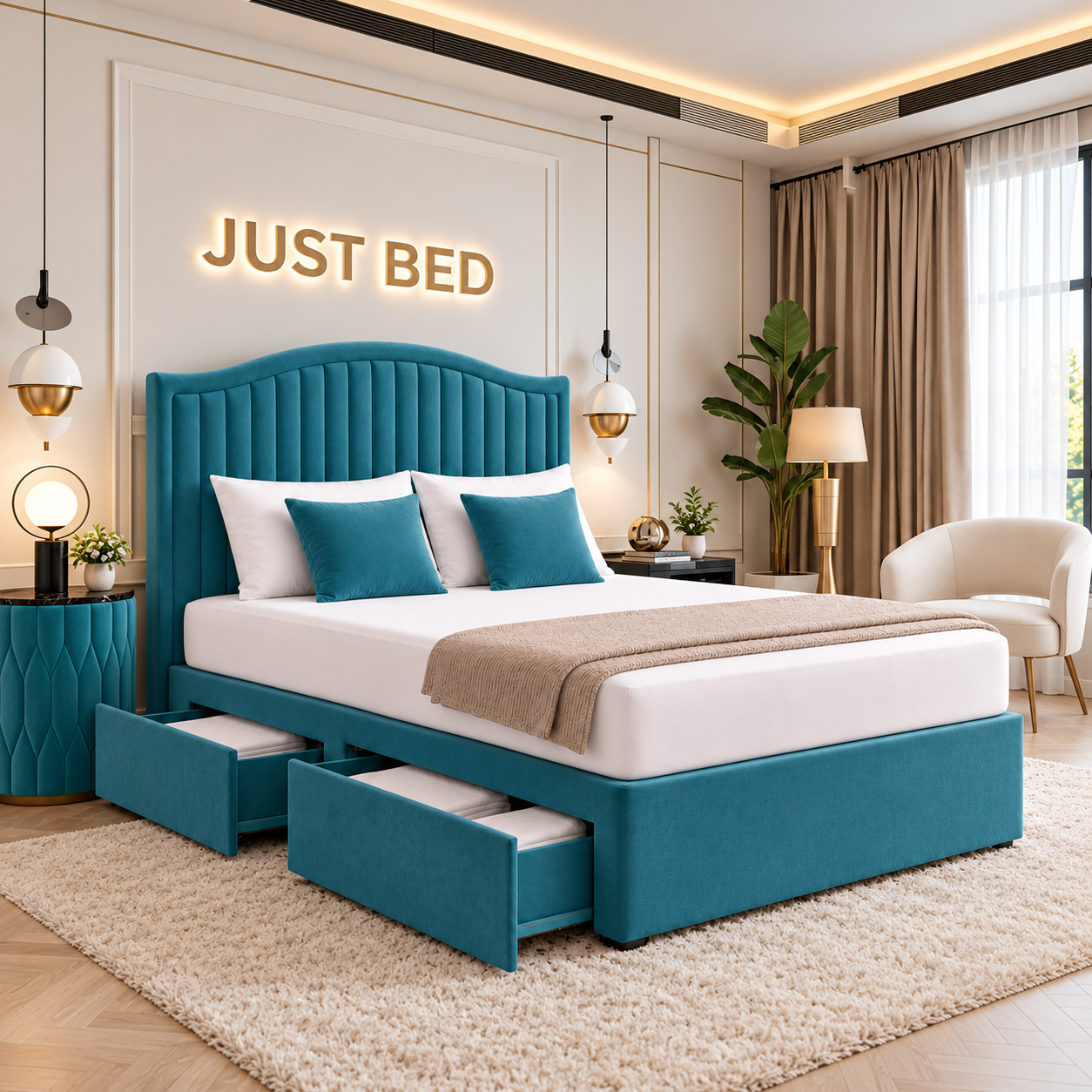 Glencoe Curved Headboard Divan Storage Bed Frame