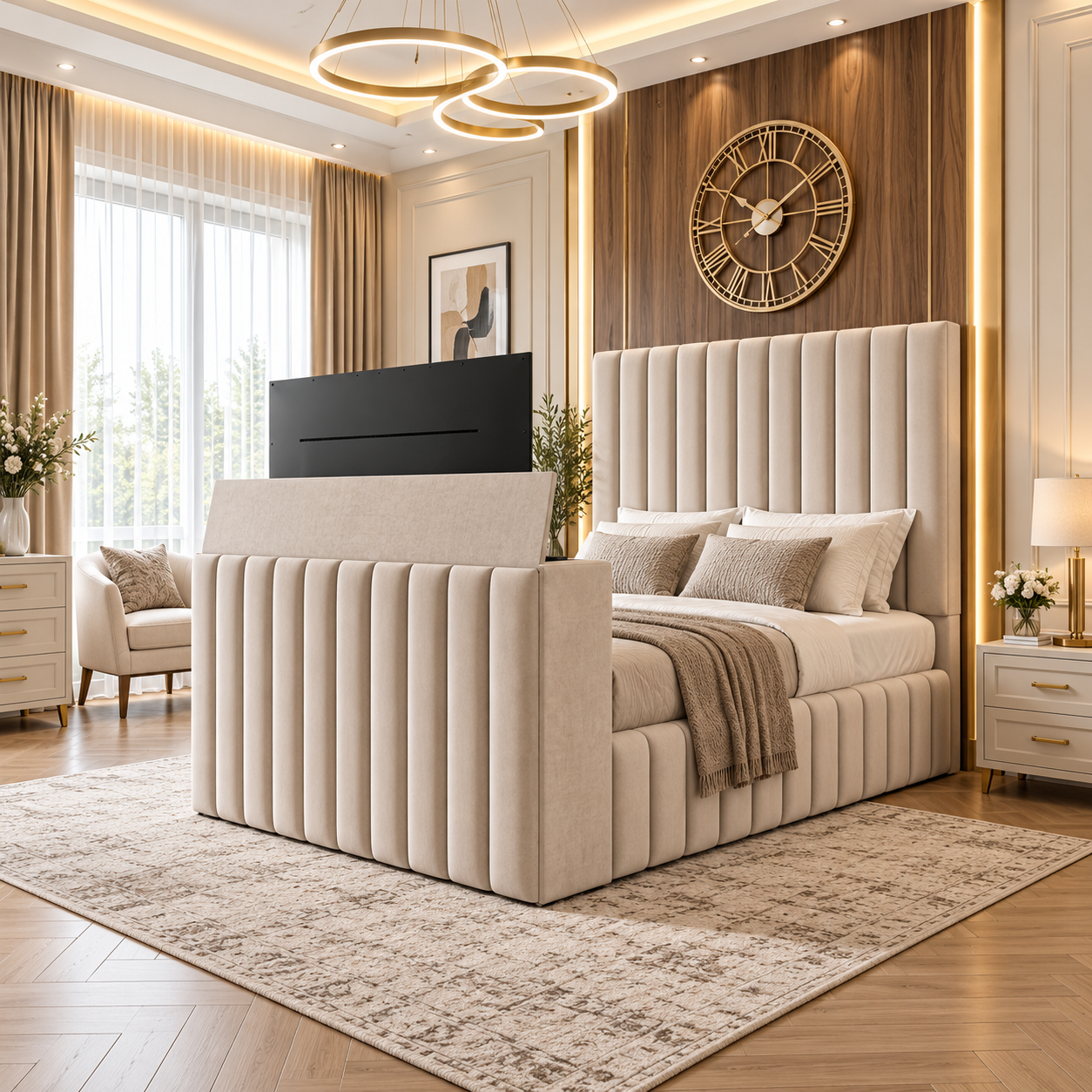 Orlavia Channel Panel TV Bed Frame