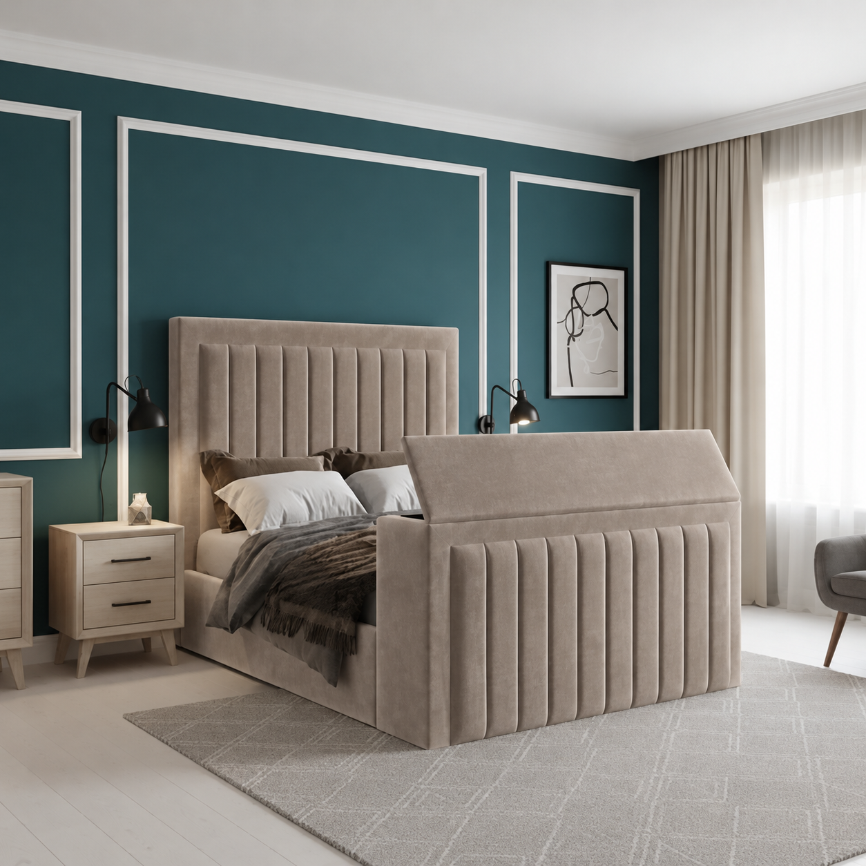 Nova TV Bed Frame in Panel Style