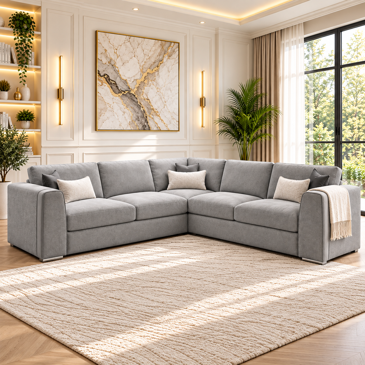 Naples Large Corner Sofa In Grey