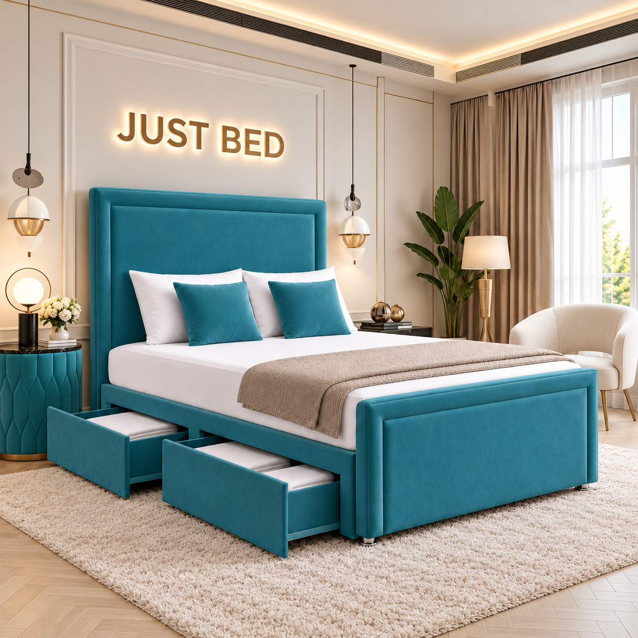 Tayport Framed Headboard Divan Storage Bed Frame