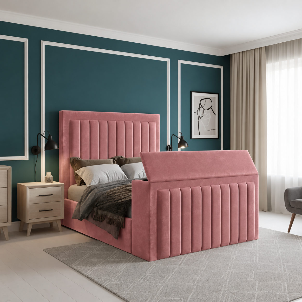 Nova TV Bed Frame in Panel Style