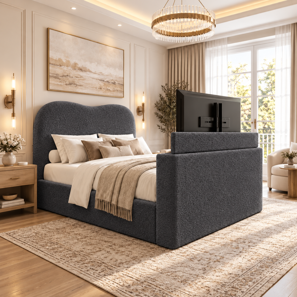 Velmora Cloud Boucle TV Bed Frame