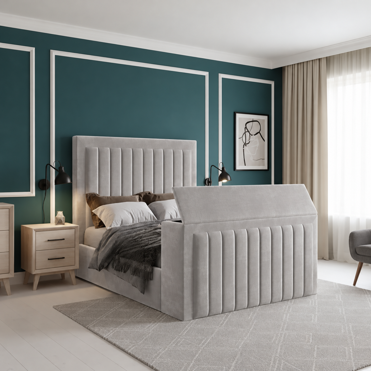 Nova TV Bed Frame in Panel Style