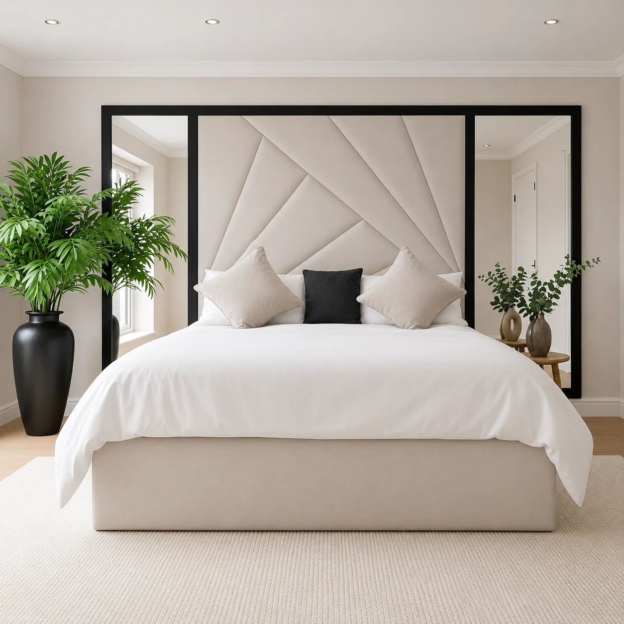 Isadora Art Deco Mirror Bed with Black Border