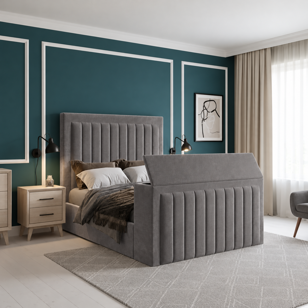 Nova TV Bed Frame in Panel Style