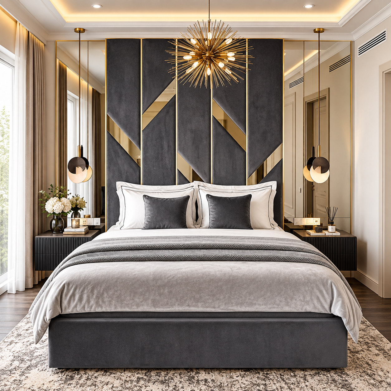 Monelle Art Deco Mirror Bed