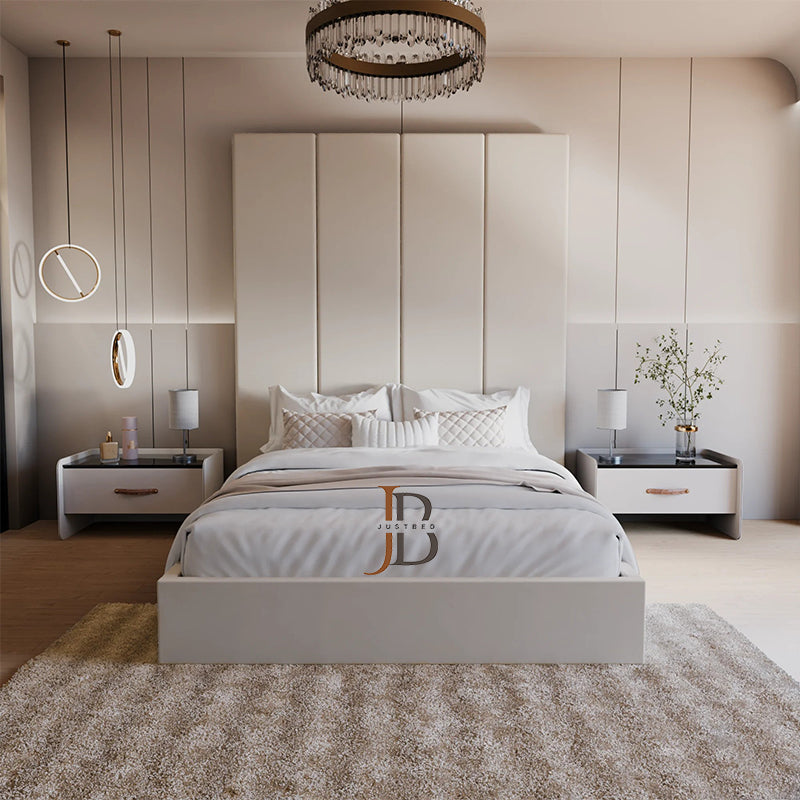 Devonshire Panel Bed Frame in Cream Plush Fabric