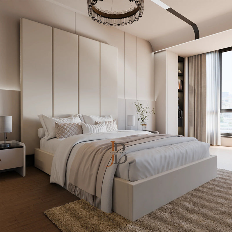 Devonshire Panel Bed Frame in Cream Plush Fabric