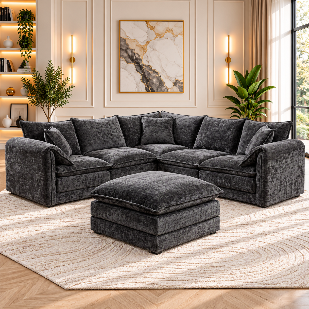 Solaya Large Corner Sofa In Black