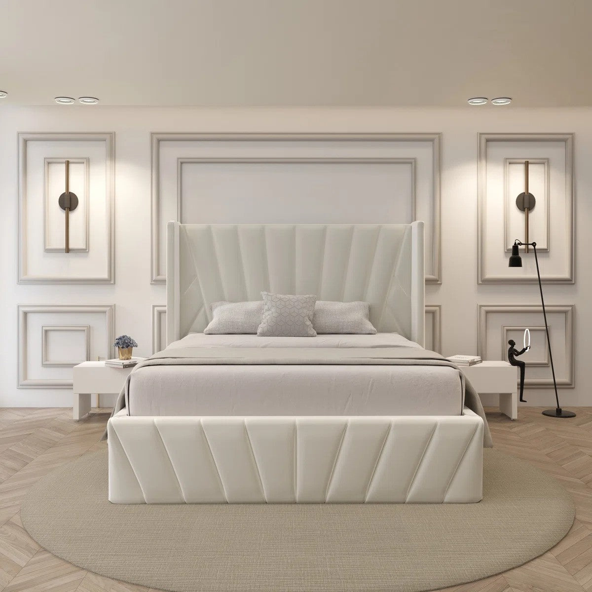 Tia  Wingback Gas Lift Ottoman Bed Frame