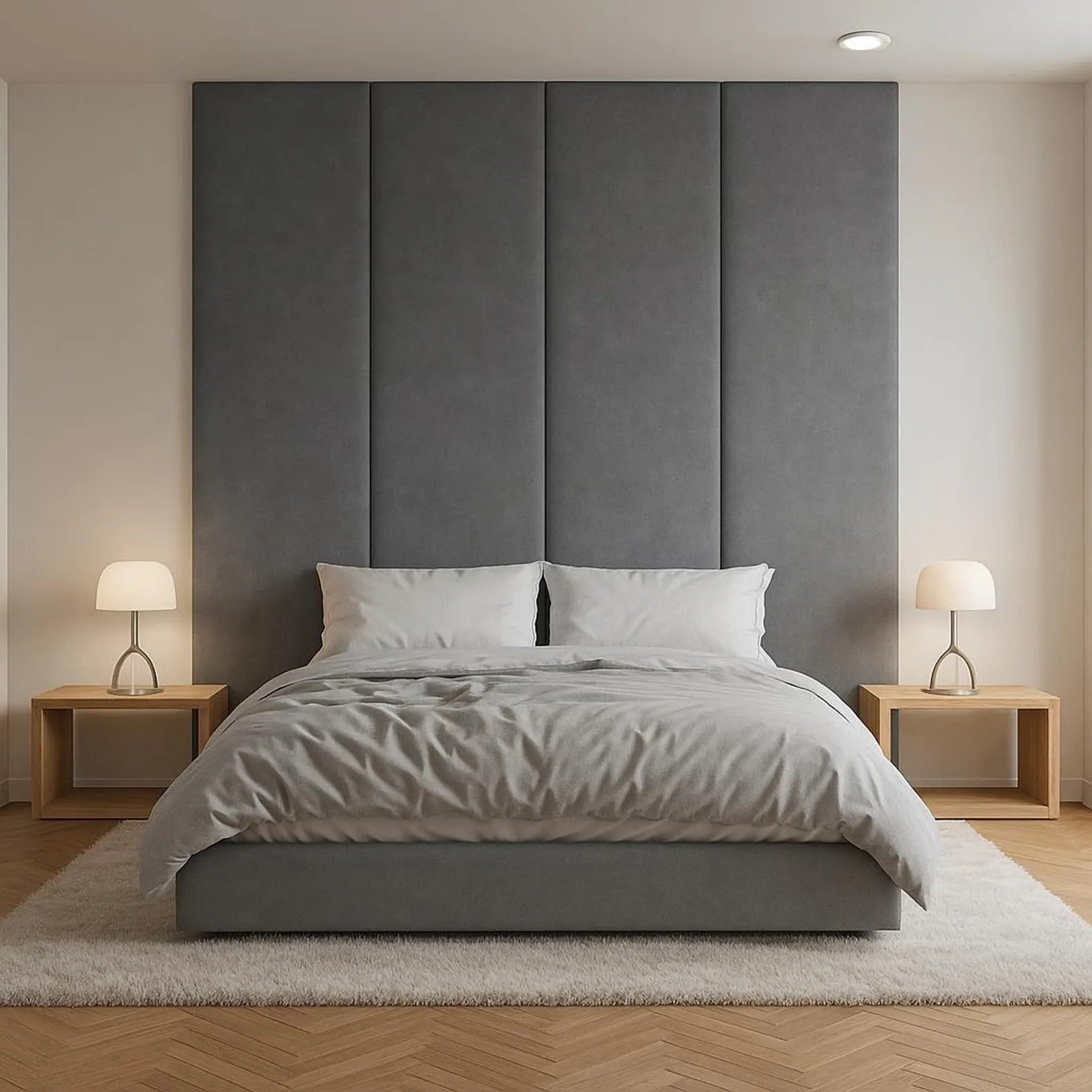 Lustro Linestyle High Back Bed Frame with Golden Stripes