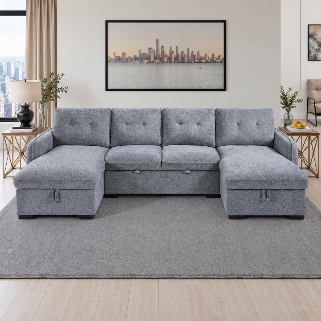 Moscow U Shape Sofabed in Grey