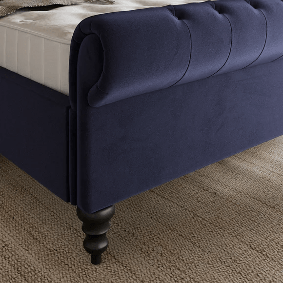 Achaia Sleigh Chesterfield upholstered bed Frame - JustBed
