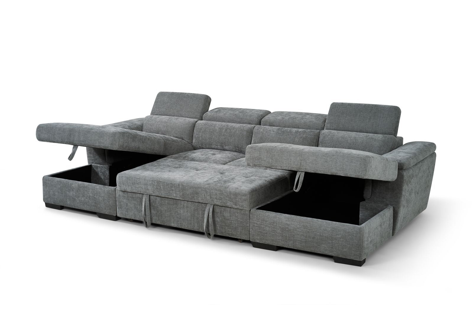 Alaya U Shape Corner Sofa Bed in Grey - JustBed