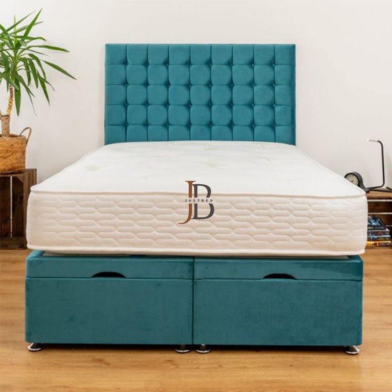 Aloe Divan Ottoman Bed Frame in Emaral Colour - JustBed