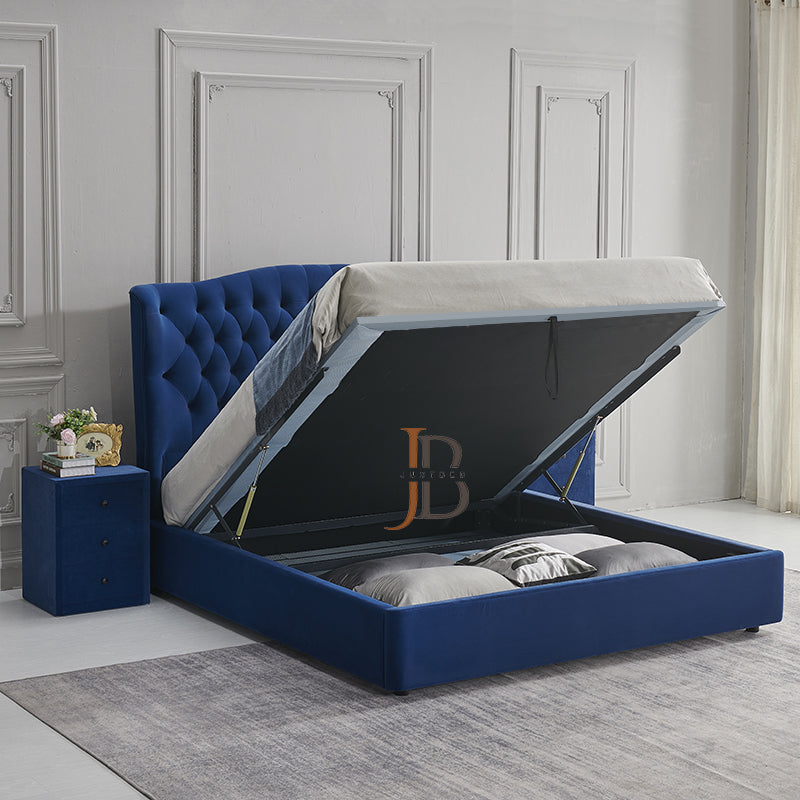 Analogo Wingback Bed With High Floor Standing Headboard