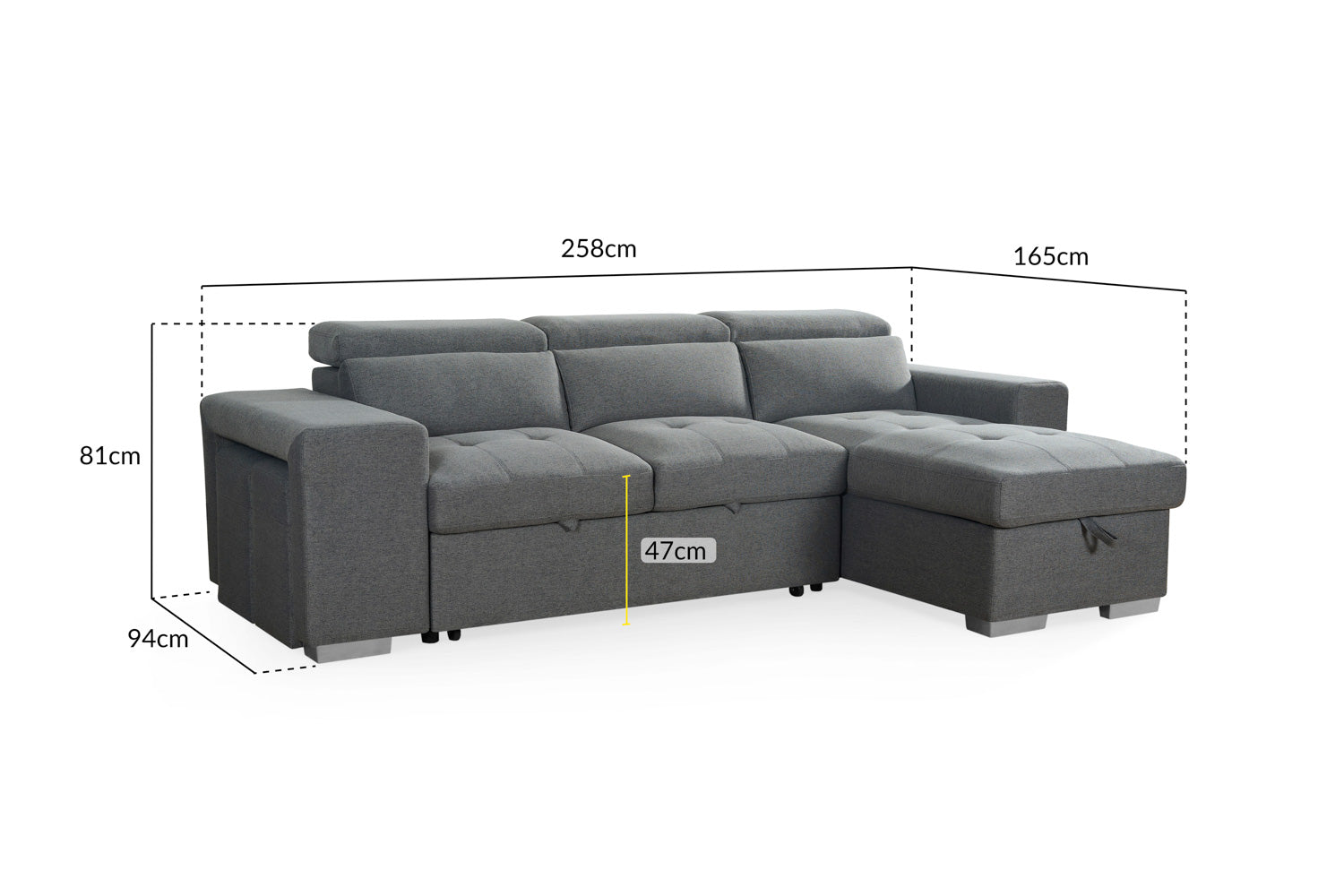 Artemis Universal Corner Sofabed In Grey
