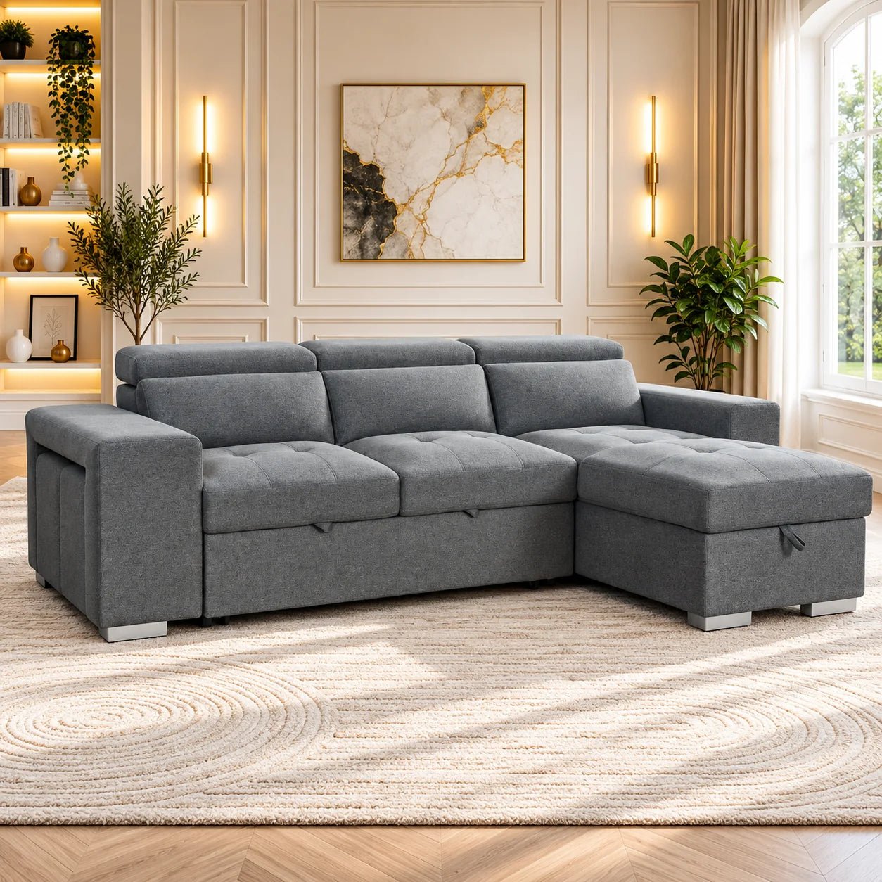 Artemis Universal Corner Sofabed In Grey - JustBed