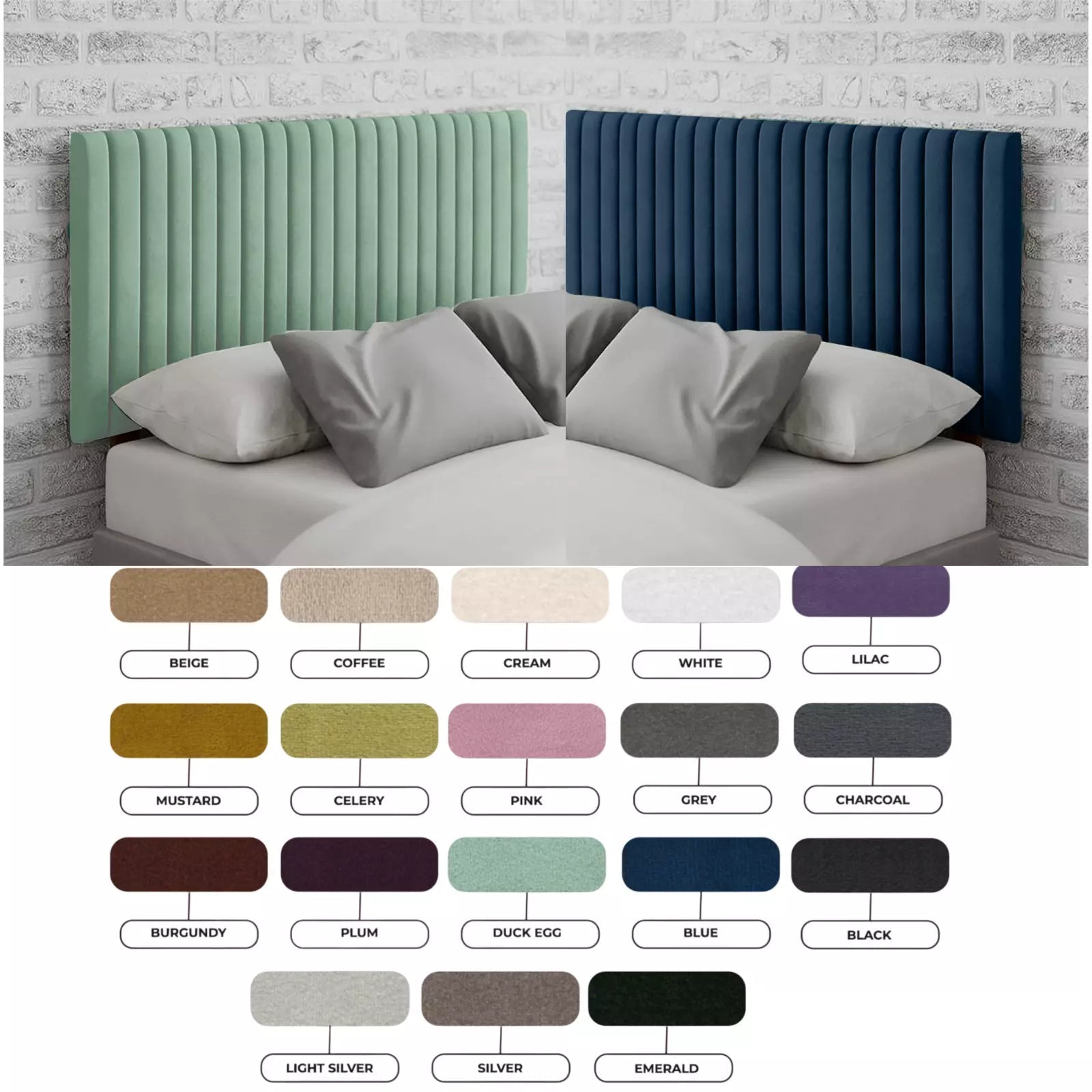 Authar Plush Velvet Headboard - JustBed