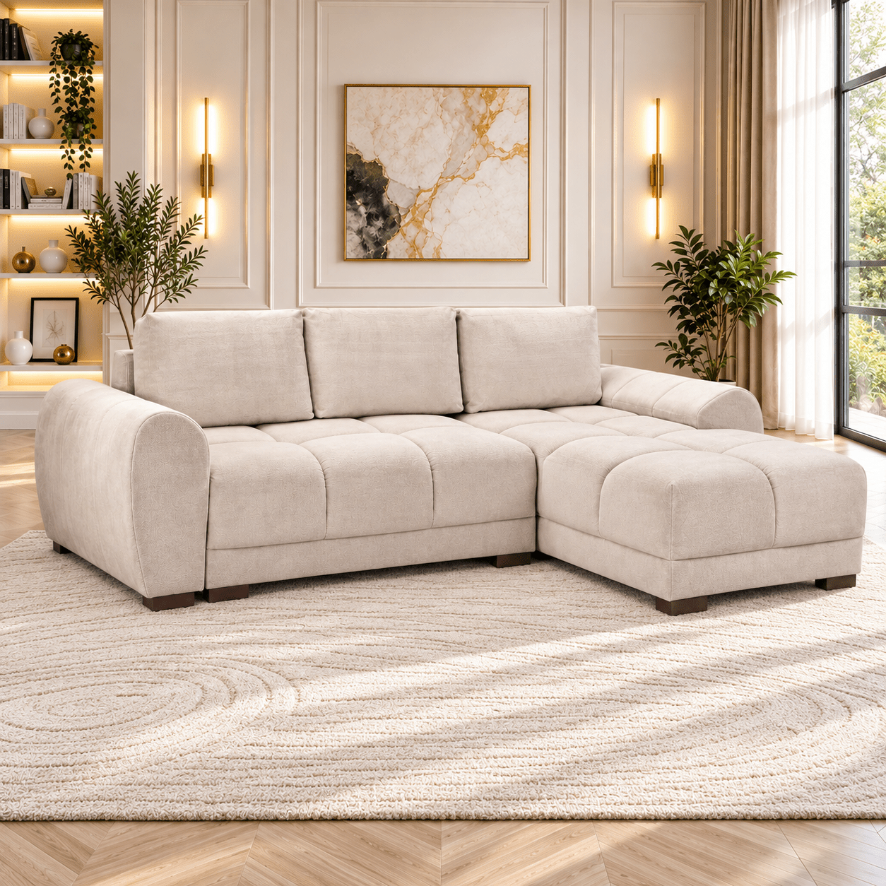 Azzuro Universal Corner Sofabed In Mocha - JustBed