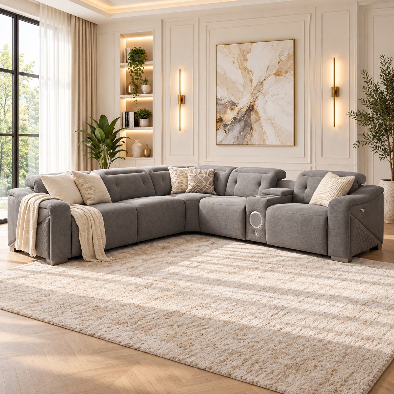 Ohio Electric Modular Large Recliner Corner Sofa In Grey
