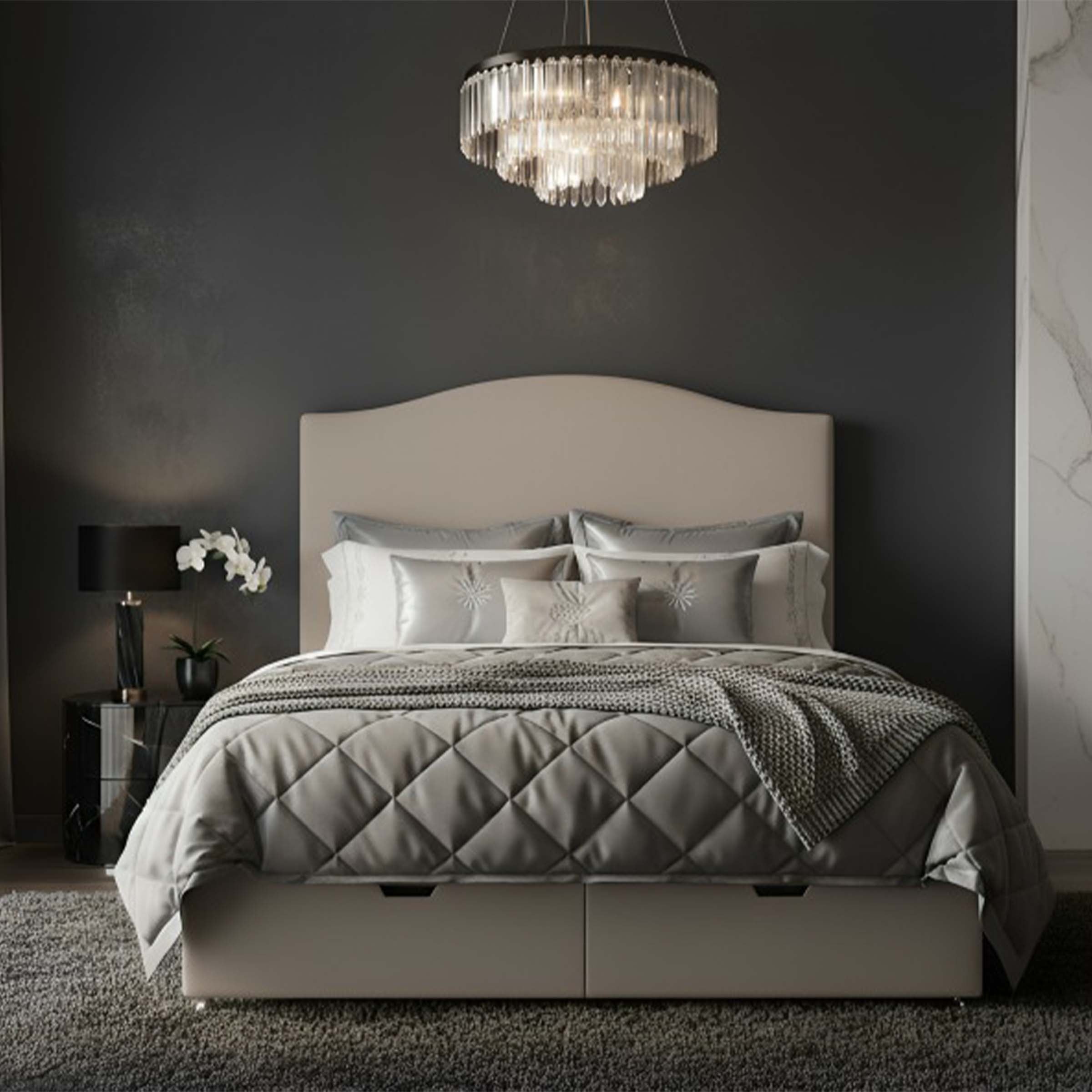 Edison Divan Ottoman Bed Frame in Plush Velvet Fabric