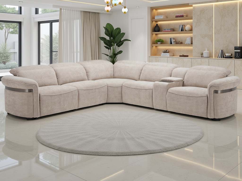 Bicester Electric Recliner Modular Large Corner Sofa In Beige