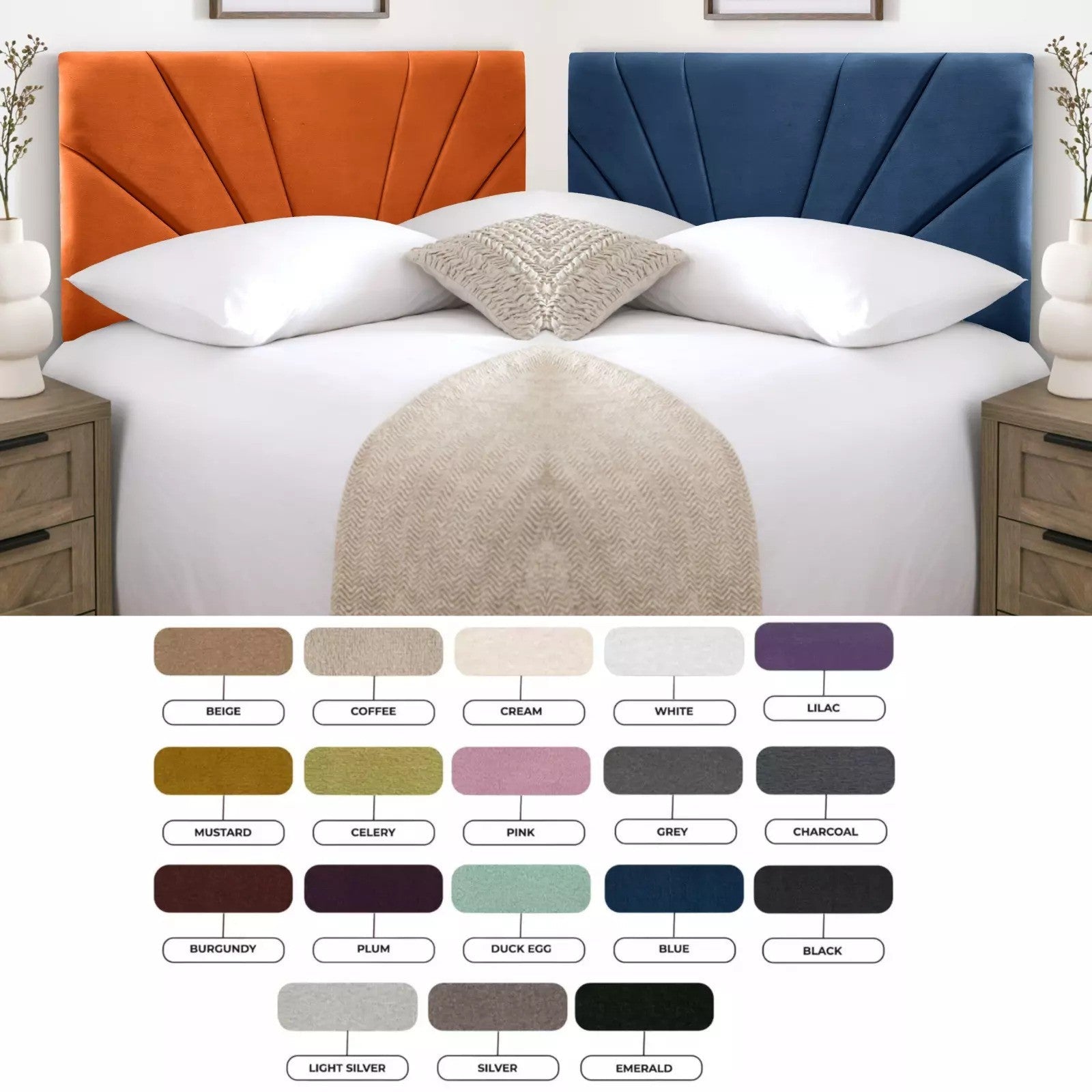Butterfly Design Plush Velvet Headboard - JustBed