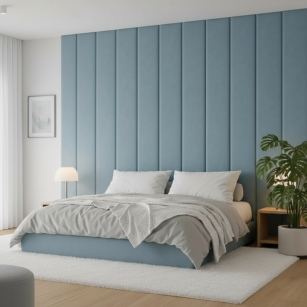 Churchill High Headboard Bed in Plush Velvet Fabric