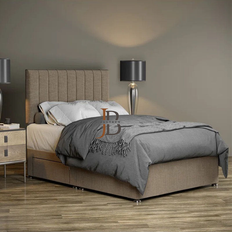 Candice Divan Bed frame With Nine Vertical Panel Headboard - JustBed
