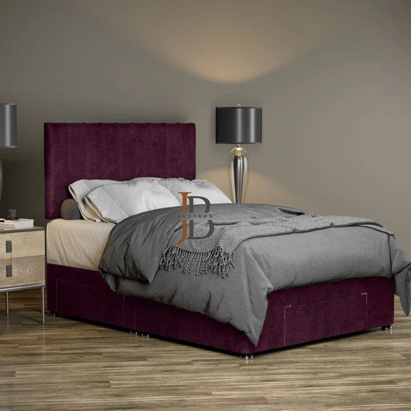 Candice Divan Bed frame With Nine Vertical Panel Headboard - JustBed