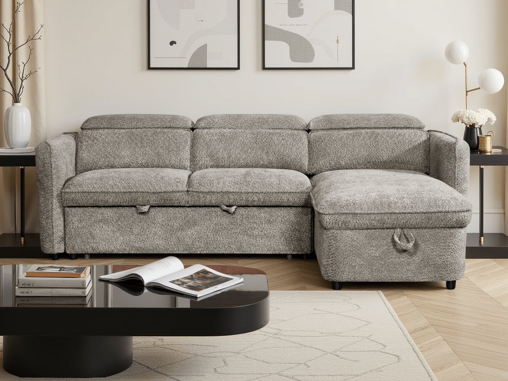 Capri Universal Corner Sofabed In Grey - JustBed
