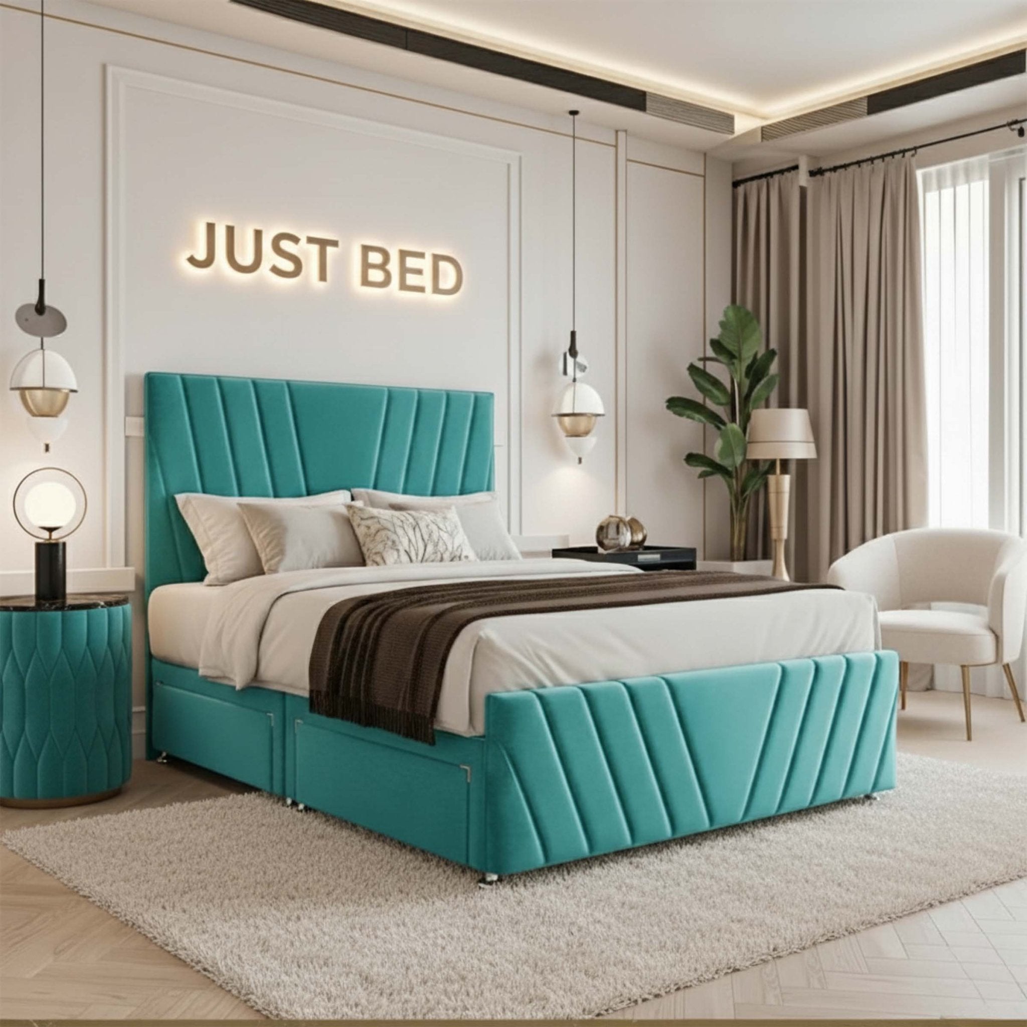Caramello Divan Bed With Stylish Headboard and Footboard - JustBed